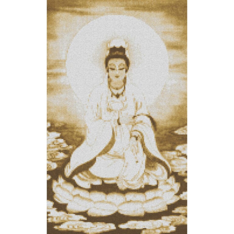KE-05 : พระแม่กวนอิมนั่งบนดอกบัว (ลายพู่กัน)