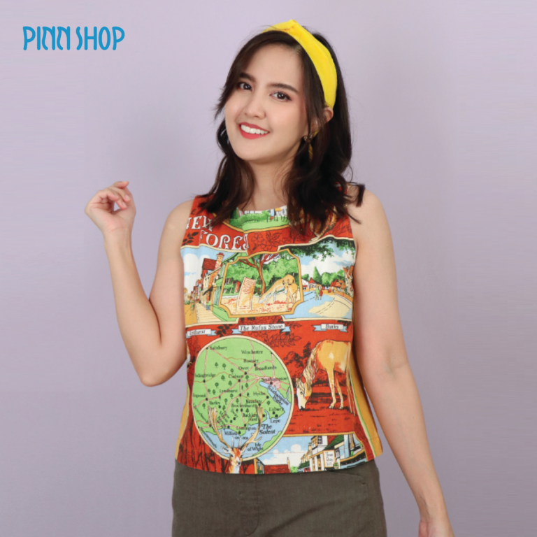 แพทเทิร์นเสื้อคอปาดแขนกุด ชายเสื้อระดับสะโพกล่าง