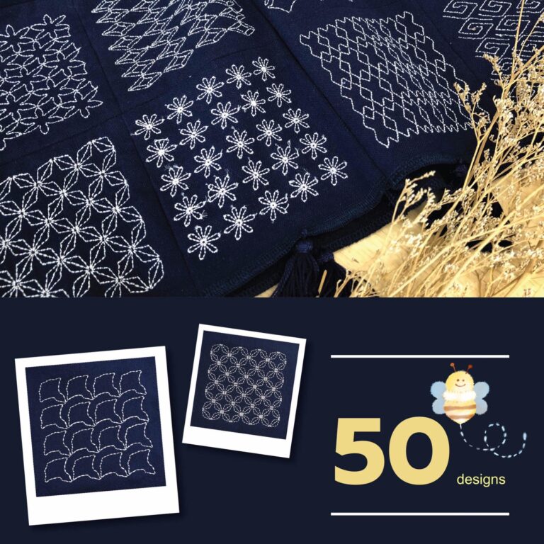 Sashiko Files : All 50 – PINN Shop ( W / H 9 x 9 cm. )