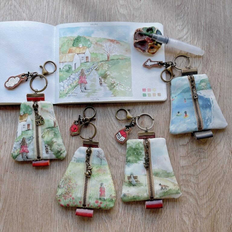 AutoSewing Pouch : Country Mini Zip Pouch Set ( 3 Designs and 4 Tags )