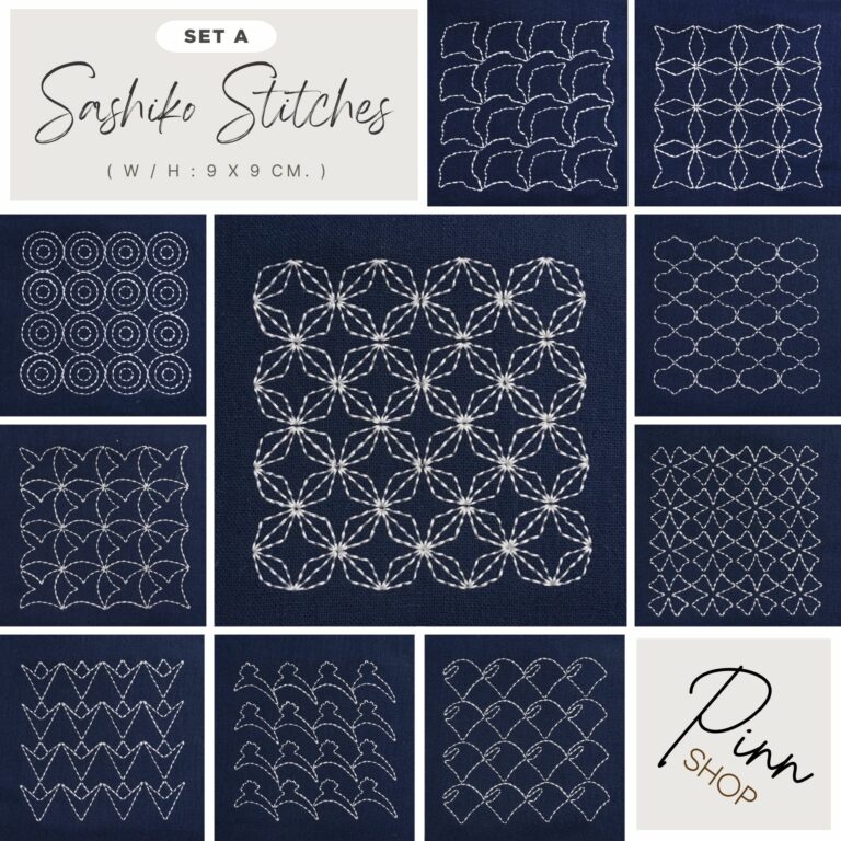 ชิ้นงานปัก Sashiko Stitches : Set A – PINN Shop ( W / H 9 x 9 cm. )