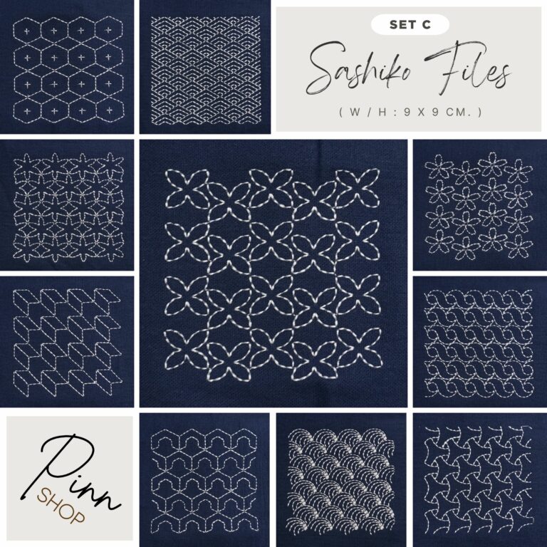 Sashiko Files : Set C – PINN Shop ( W / H 9 x 9 cm. )