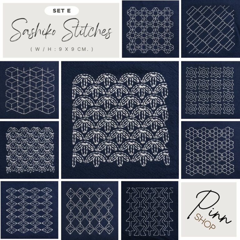 ชิ้นงานปัก Sashiko Stitches : Set E – PINN Shop ( W / H 9 x 9 cm. )