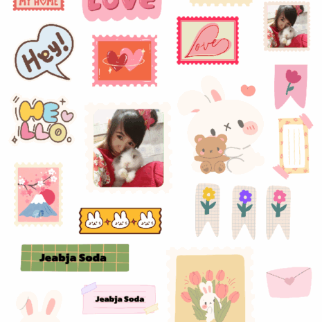 สติกเกอร์ UV DTF ลาย Bunny Lover ใส่ชื่อ ใส่รูปได้ Customize