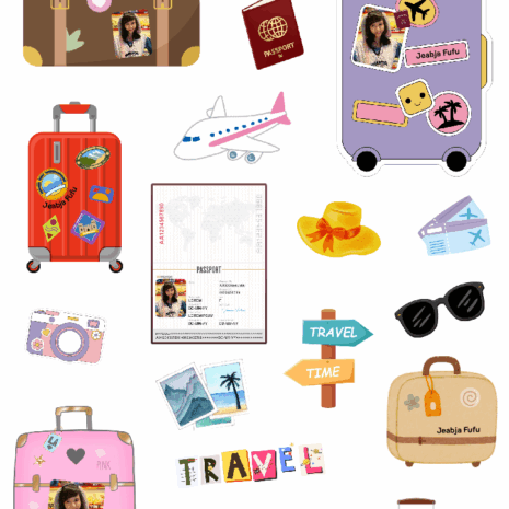 สติกเกอร์ UV DTF ลาย Travel Time Passport Edition ป้ายชื่อ ใส่รูปได้ Customize
