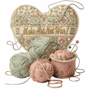 เสื้อยืด Make Art Not War ลายไหมพรมวินเทจ