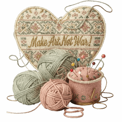 เสื้อยืด Make Art Not War ลายไหมพรมวินเทจ