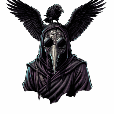 เสื้อยืดลาย Plague Doctor ปีกทมิฬ