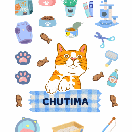 สติกเกอร์ UV DTF แมวส้ม 04 | ป้ายชื่อคัสตอมใส่ชื่อได้ UV DTF Sticker Orange Cat | Custom Name Label Set
