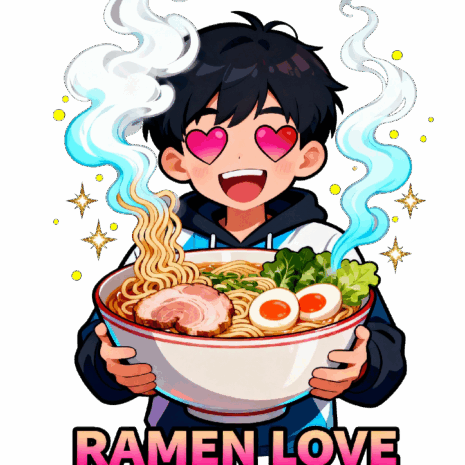 เสื้อยืด Ramen Love ลายอนิเมะสุดคิวท์