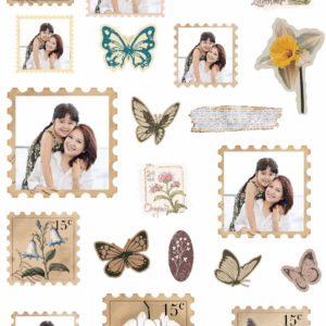 สติกเกอร์ UV DTF Butterfly Bloom Stamp ใส่รูปได้ Customize