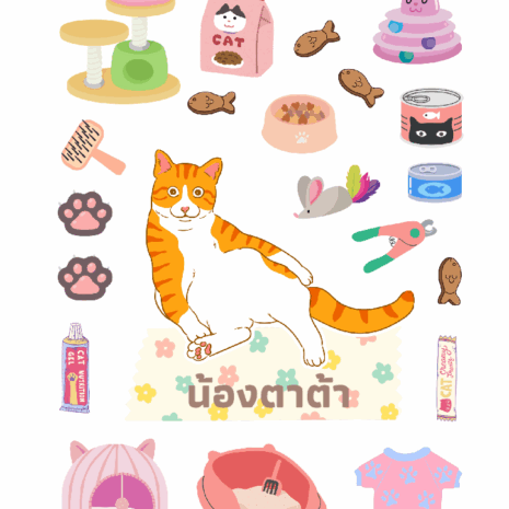 สติกเกอร์ UV DTF แมวส้ม 03 | ป้ายชื่อคัสตอมใส่ชื่อได้ UV DTF Sticker Orange Cat | Custom Name Label Set