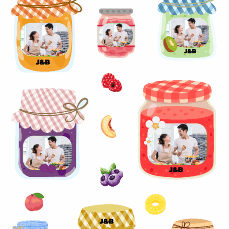 สติกเกอร์ UV DTF Fruit Jam Frame กรอบรูปแยมผลไม้