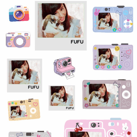 สติกเกอร์ UV DTF Camera Cu tie Frame กรอบรูปธีมกล้องถ่ายรูปน่ารัก