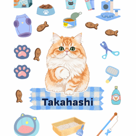 สติกเกอร์ UV DTF แมวเปอร์เซียสีส้ม 01 | ป้ายชื่อคัสตอมใส่ชื่อได้ UV DTF Sticker Orange Persian Cat | Custom Name Label Set