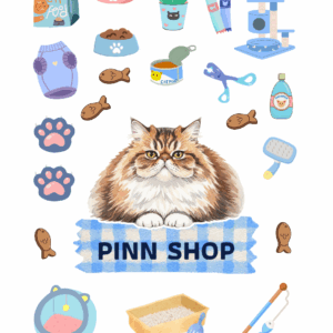 สติกเกอร์ UV DTF แมวเปอร์เซียสีน้ำตาล 02 | ป้ายชื่อคัสตอมใส่ชื่อได้ UV DTF Sticker Brown Persian Cat | Custom Name Label Set