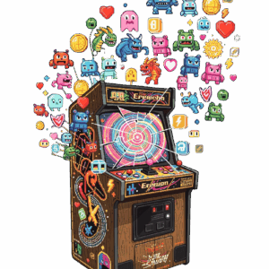 เสื้อยืด Retro Arcade Explosion ลายพิกเซลสุดคูล