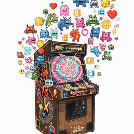 เสื้อยืด Retro Arcade Explosion ลายพิกเซลสุดคูล