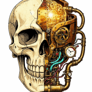 เสื้อยืดลายกะโหลกจักรกล Steampunk