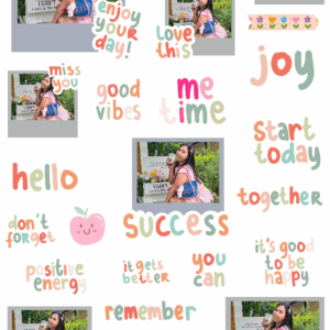 สติกเกอร์ UV DTF ลาย Positive Vibes & Peachy Words ใส่รูปได้