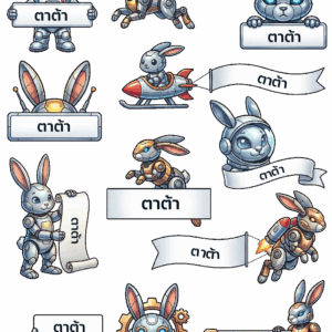 สติกเกอร์ UV DTF ลาย Mecha Bunny ใส่ชื่อได้