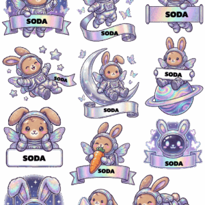 สติกเกอร์ UV DTF ลาย Y2K Hoppers ใส่ชื่อได้