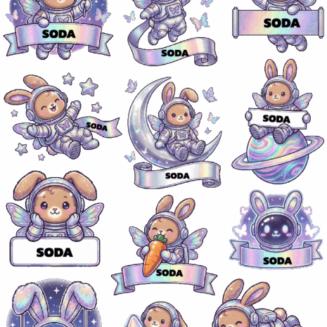 สติกเกอร์ UV DTF ลาย Y2K Hoppers ใส่ชื่อได้