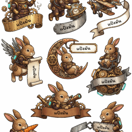 สติกเกอร์ UV DTF ลาย Cosmic Bunny ใส่ชื่อได้
