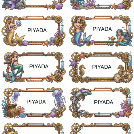 สติกเกอร์ UV DTF ลาย Mermaid Mechanica ใต้ทะเลแห่งจินตนาการ ใส่ชื่อได้