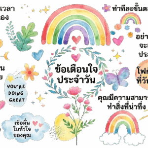 แก้วมัคพลังบวก ลายสีน้ำข้อคิดเตือนใจประจำวัน