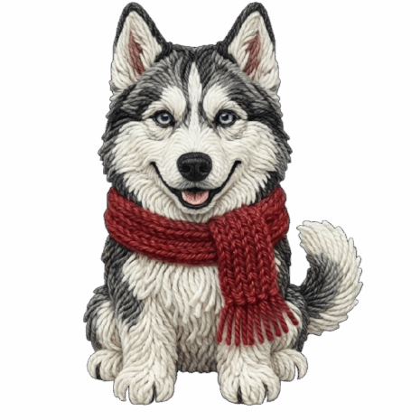 กระเป๋าผ้า A4 ลายฮัสกี้ไหมพรมแดงสุดคิวท์