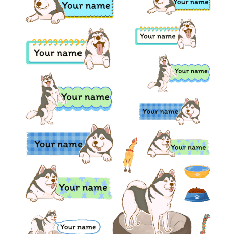 สติกเกอร์ชื่อฮัสกี้สุดคิ้วท์ ปรับแต่งชื่อเองได้!