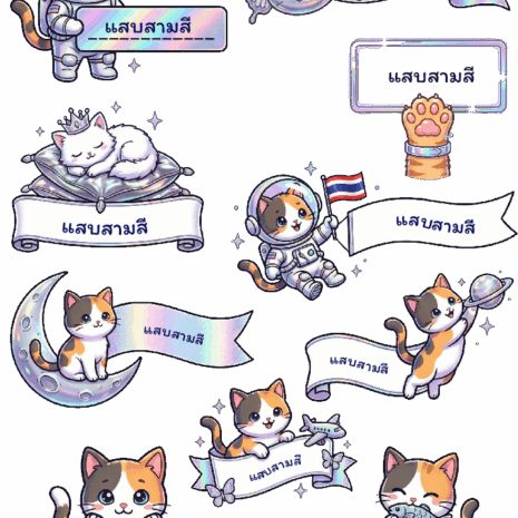 สติกเกอร์ UV DTF ลาย Meow2K ใส่ชื่อได้