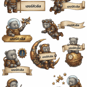 สติกเกอร์ UV DTF ลาย Astro Bear Parade ใส่ชื่อได้