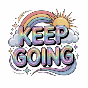 เสื้อยืด Keep Going ลายลูกโป่งโฮโลแกรมสดใส