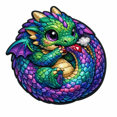 อาร์มติดเสื้อ 3D ลายมังกรน้อยสีรุ้งสุดคิวท์