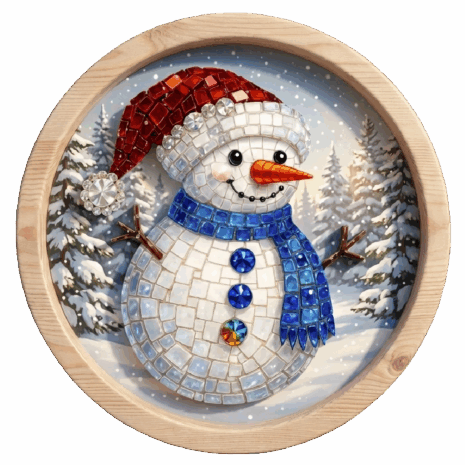 อาร์ม 3D ตุ๊กตาหิมะโมเสก สดใสรับลมหนาว