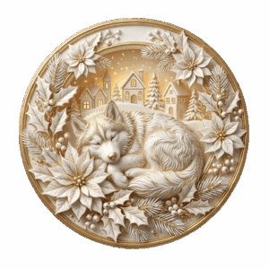 3D Patch หมาป่าหิมะหลับใหลธีมคริสต์มาส