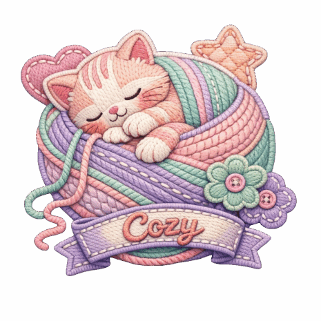 Cozy Cat Patch อาร์มติดเสื้อลายแมวนอนหลับ 3D