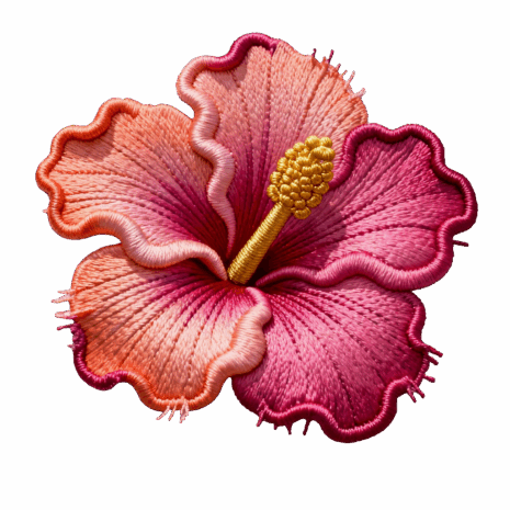 อาร์มติดเสื้อลายดอกชบา 3D ไล่เฉดสีสวยงาม