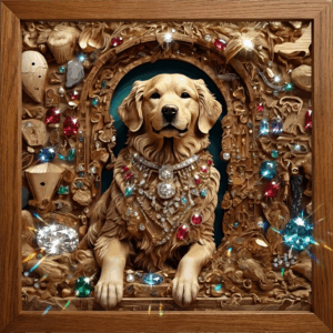 อาร์ม 3D โกลเด้นรีทรีฟเวอร์ประดับเพชรสุดหรู