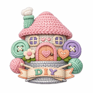 อาร์มติดเสื้อ 3D ลายบ้านไหมพรม DIY สุดคิวท์