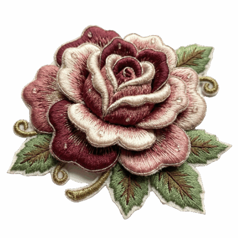 อาร์มกุหลาบวินเทจ ปักนูน 3D สุดหรู