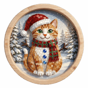 3D Patch แมวส้มโมเสกคริสต์มาส