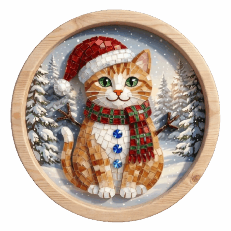 3D Patch แมวส้มโมเสกคริสต์มาส