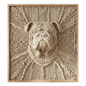 3D Patch ลาย English Bulldog สไตล์เชือกถัก