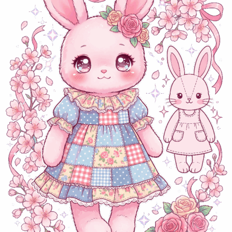 เสื้อยืดลาย Vintage Bunny Blossom ใส่ชื่อได้