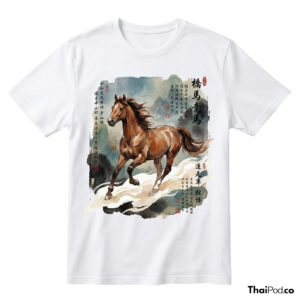 เสื้อยืดพิมพ์ลายม้ามงคล