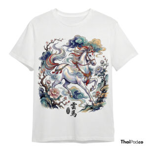 เสื้อยืดลายม้าขาวเมฆา