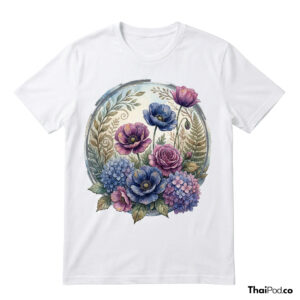 เสื้อยืดลายดอกไม้สีน้ำ Vintage Garden